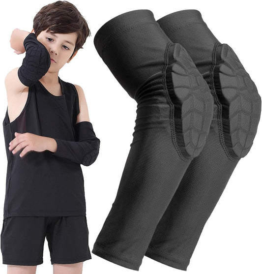 Bohope Kids Youth Padded Arm Knee Sleeve for Compression Leg Protection (Ages 5-15)