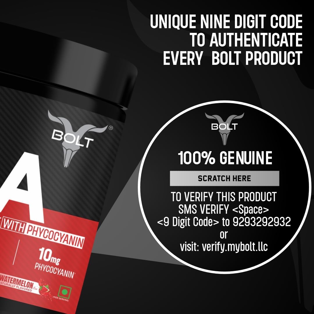 Bolt Nutrition EAA Supplement - 300gm, 30 Servings, Watermelon Flavor - Essential Amino Acids with BCAA 5000 for Men & Women