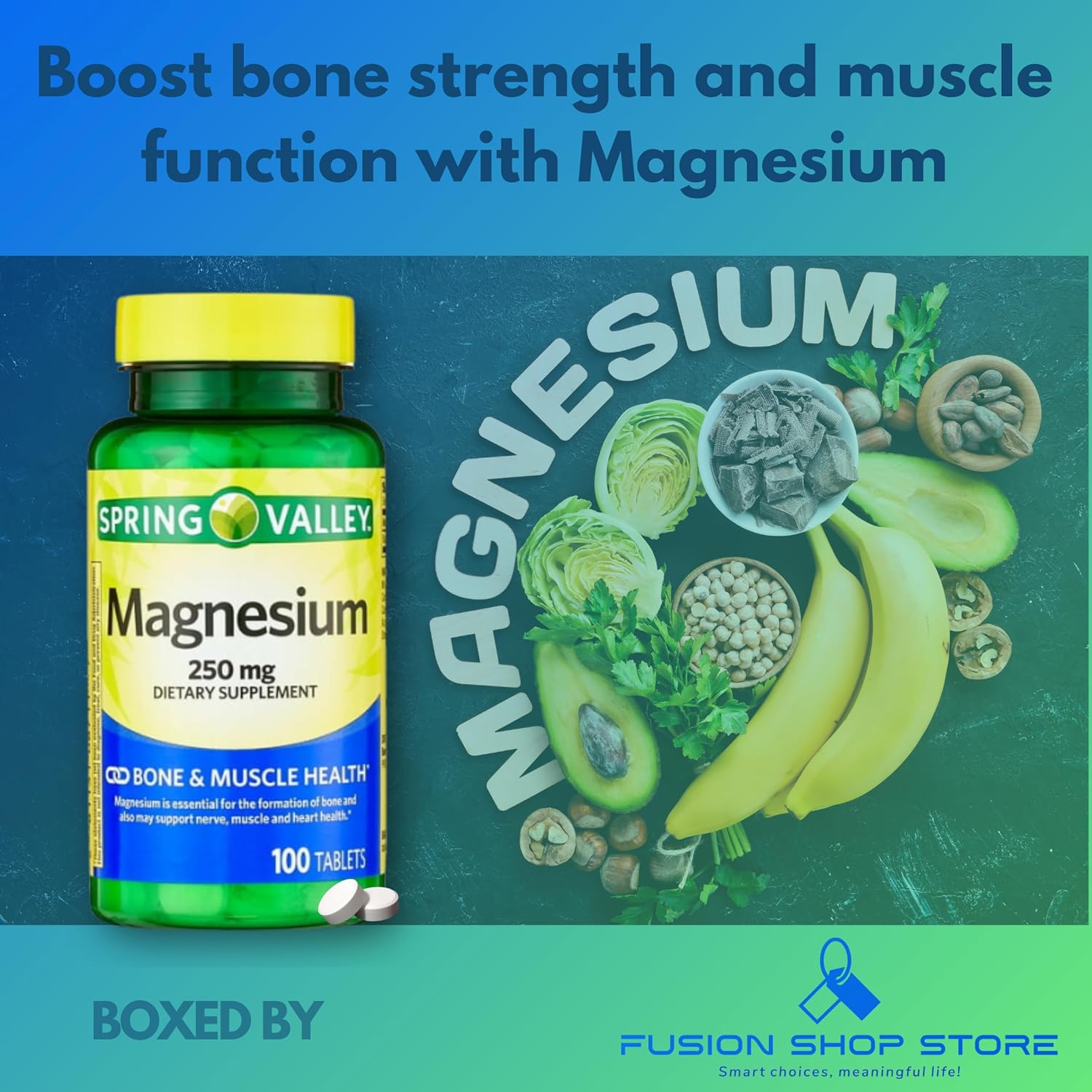 Bone and Muscle Health: Magnesium 250mg Dietary Supplement Tablets - 100 Ct" by Fusion Shop Store