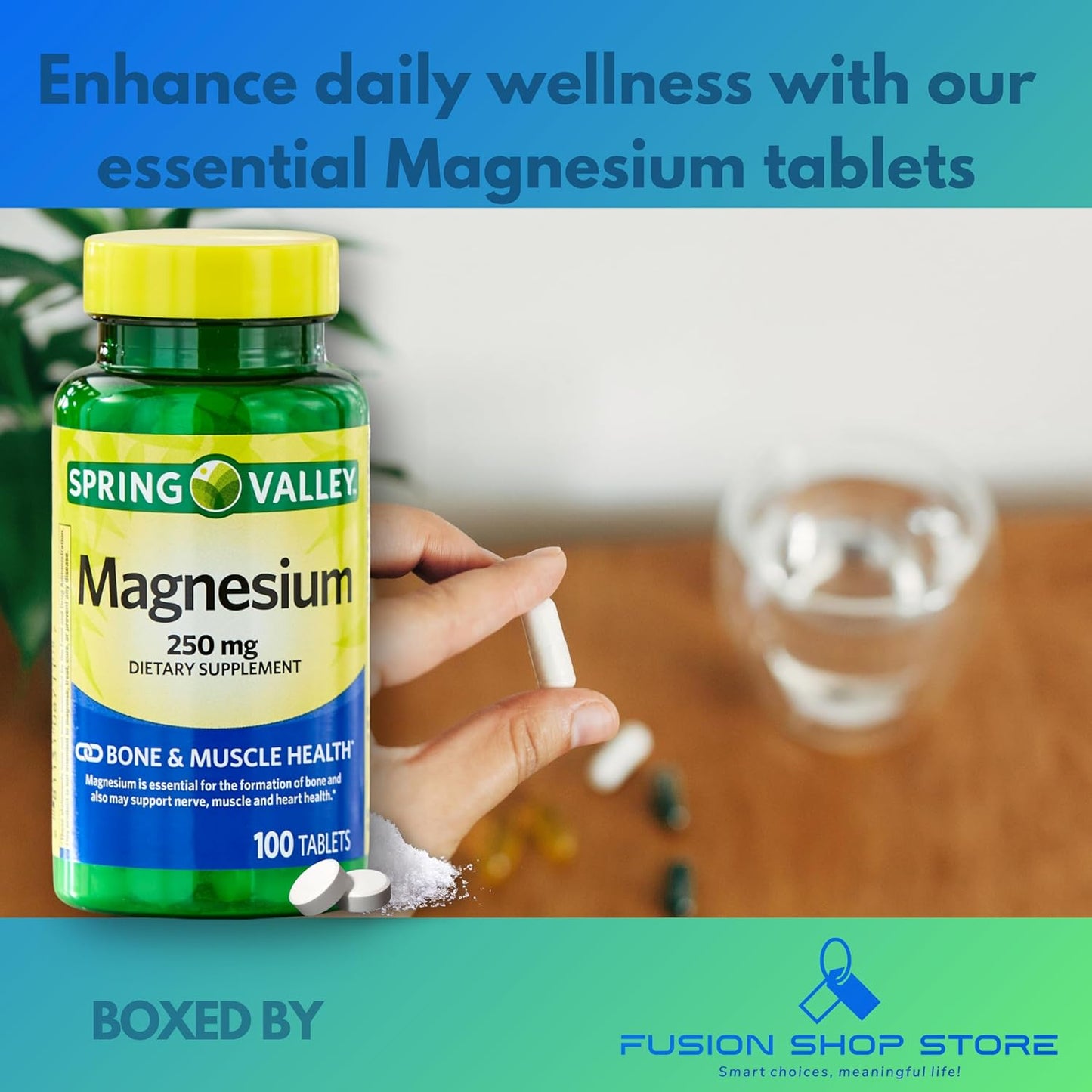 Bone and Muscle Health: Magnesium 250mg Dietary Supplement Tablets - 100 Ct" by Fusion Shop Store