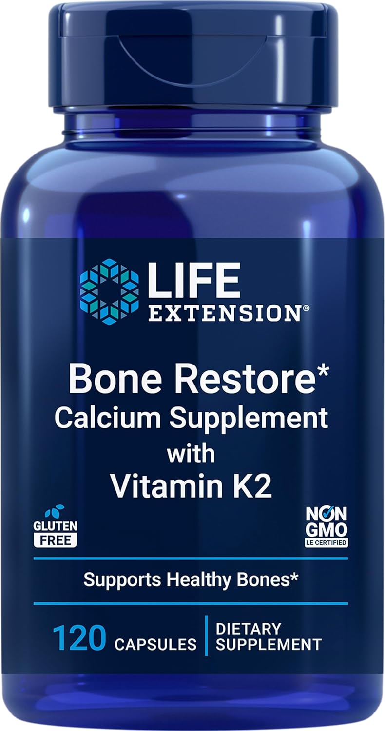 Bone Restore + Vitamin K2 Capsules for Bone Health & Strength with Magnesium Oxide & Citrate - Heart & Bone Support Supplement