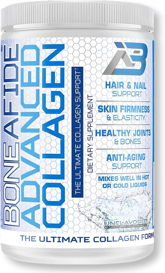 Boneafide Nutrition Advanced Collagen Supplement for Hair, Nails, Skin, Joints, and Bones - Anti-Aging Formula, No Artificial Colors, Sugar-Free, 40 Servings