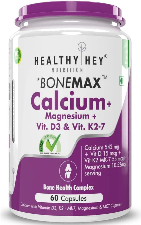 BoneMax Bone Health Complex - 60 Vegetarian Capsules with Calcium, Magnesium, Vitamin D3, and Vitamin K2-MK7