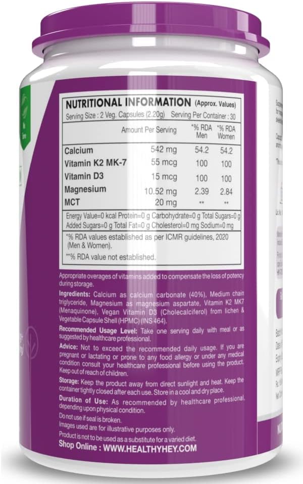 BoneMax Bone Health Complex - 60 Vegetarian Capsules with Calcium, Magnesium, Vitamin D3, and Vitamin K2-MK7