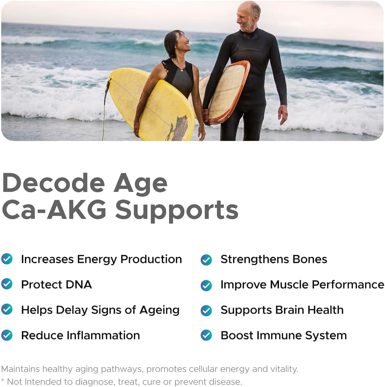 Boomers Ca AKG Supplement: Boost Cellular Energy, Strengthen Bones, Enhance Muscle Recovery - Healthy Aging Formula (30 Capsules)