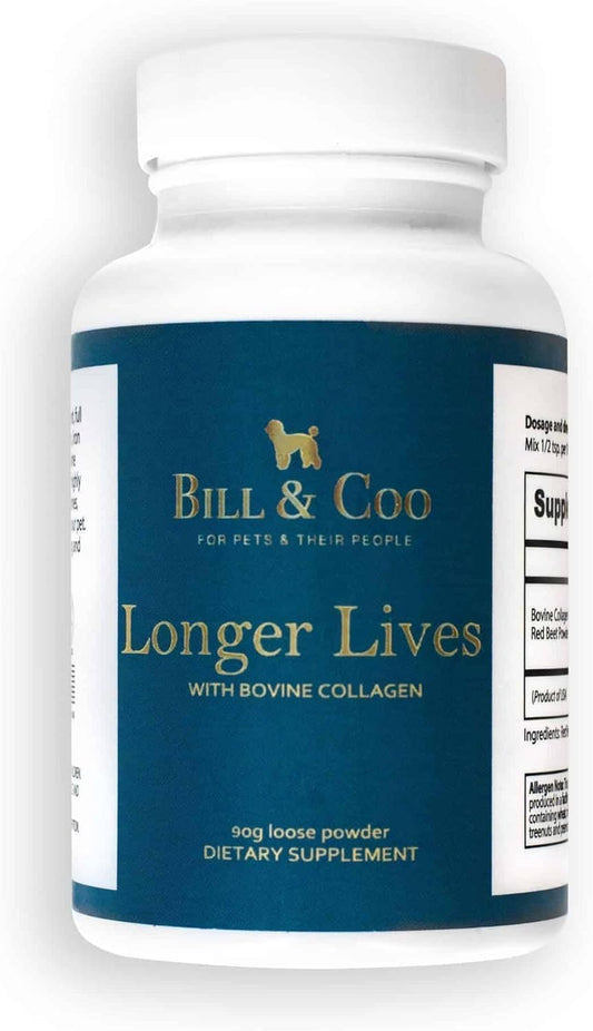 Boost Your Pet's Immunity with BILL & COO Longer Lives Fiber Supplement - Collagen and Beet Root Powder Formula for Heart, Liver, and Digestive Health - 90g