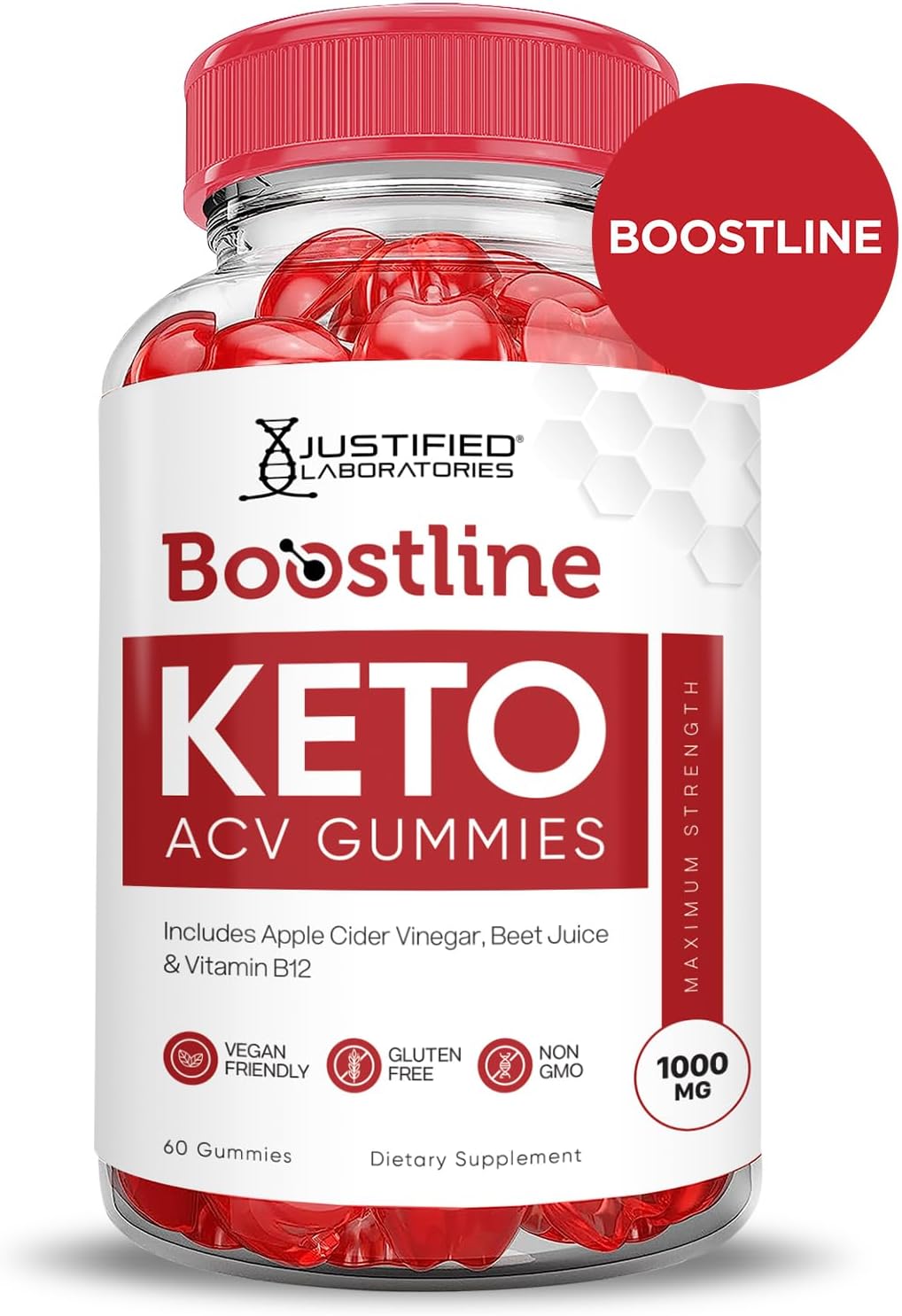 Boostline Keto ACV Gummies (3 Pack) 1000MG - Apple Cider Vinegar with Pomegranate & Beet Juice - Vegan Non GMO Formula - 180 Gummys