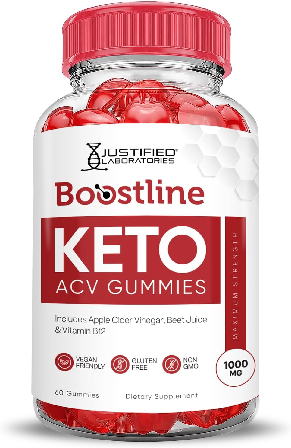 Boostline Keto ACV Gummies (3 Pack) 1000MG - Apple Cider Vinegar with Pomegranate & Beet Juice - Vegan Non GMO Formula - 180 Gummys