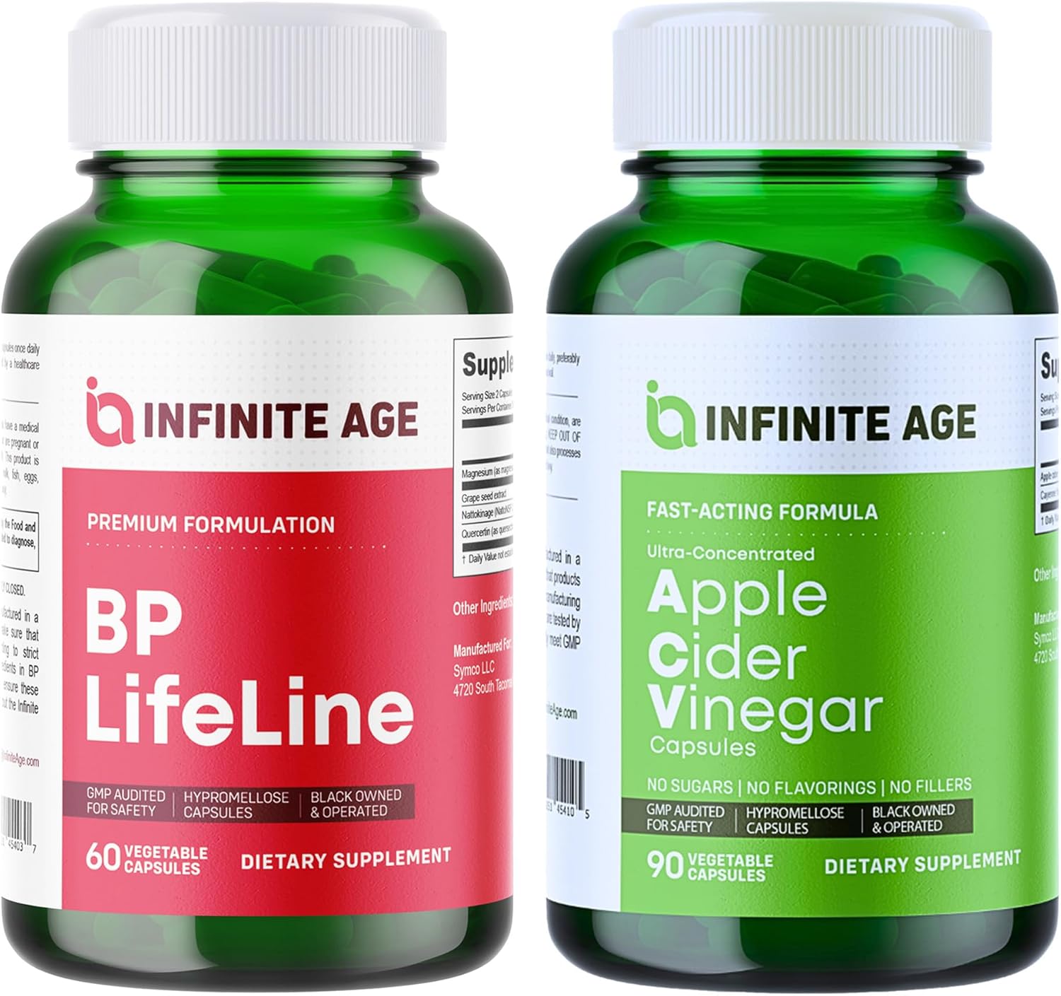BP Lifeline Heart Health Support Supplement & Apple Cider Vinegar Capsules Wellness Bundle - USA Made