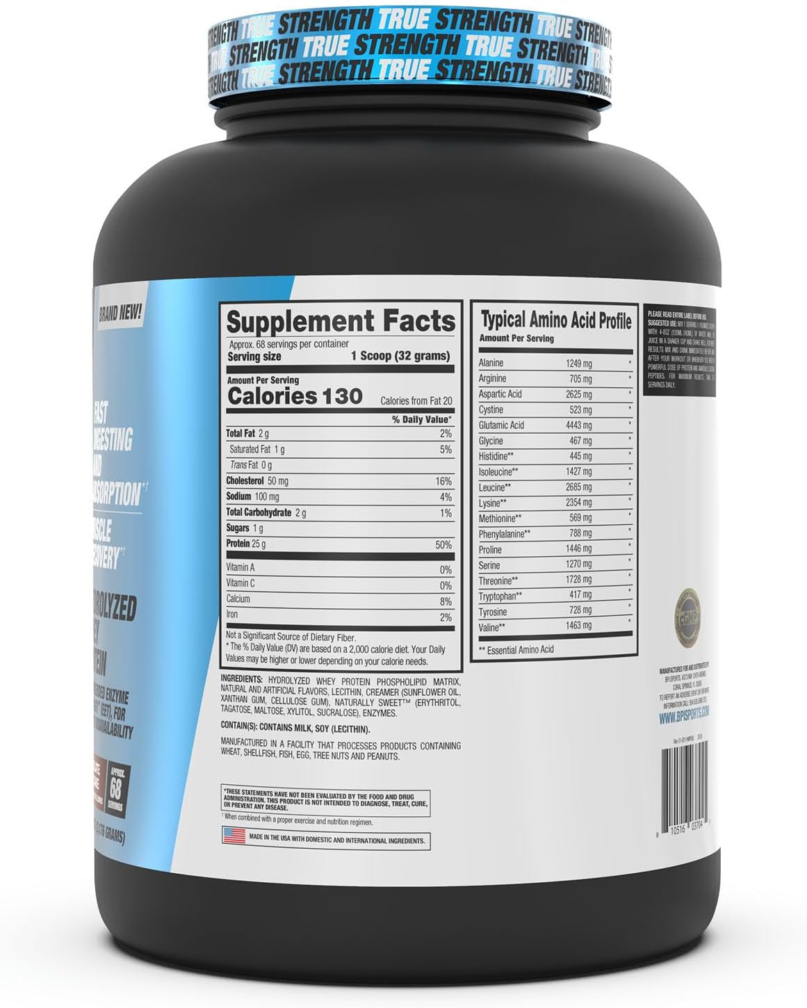 BPI Sports Hydro HD Chocolate Lava Cake - 100% Hydrolyzed Whey Protein Powder for Muscle Growth & Recovery, 25g Protein, Low Carb & Sugar, Fast Absorption - 68 Servings