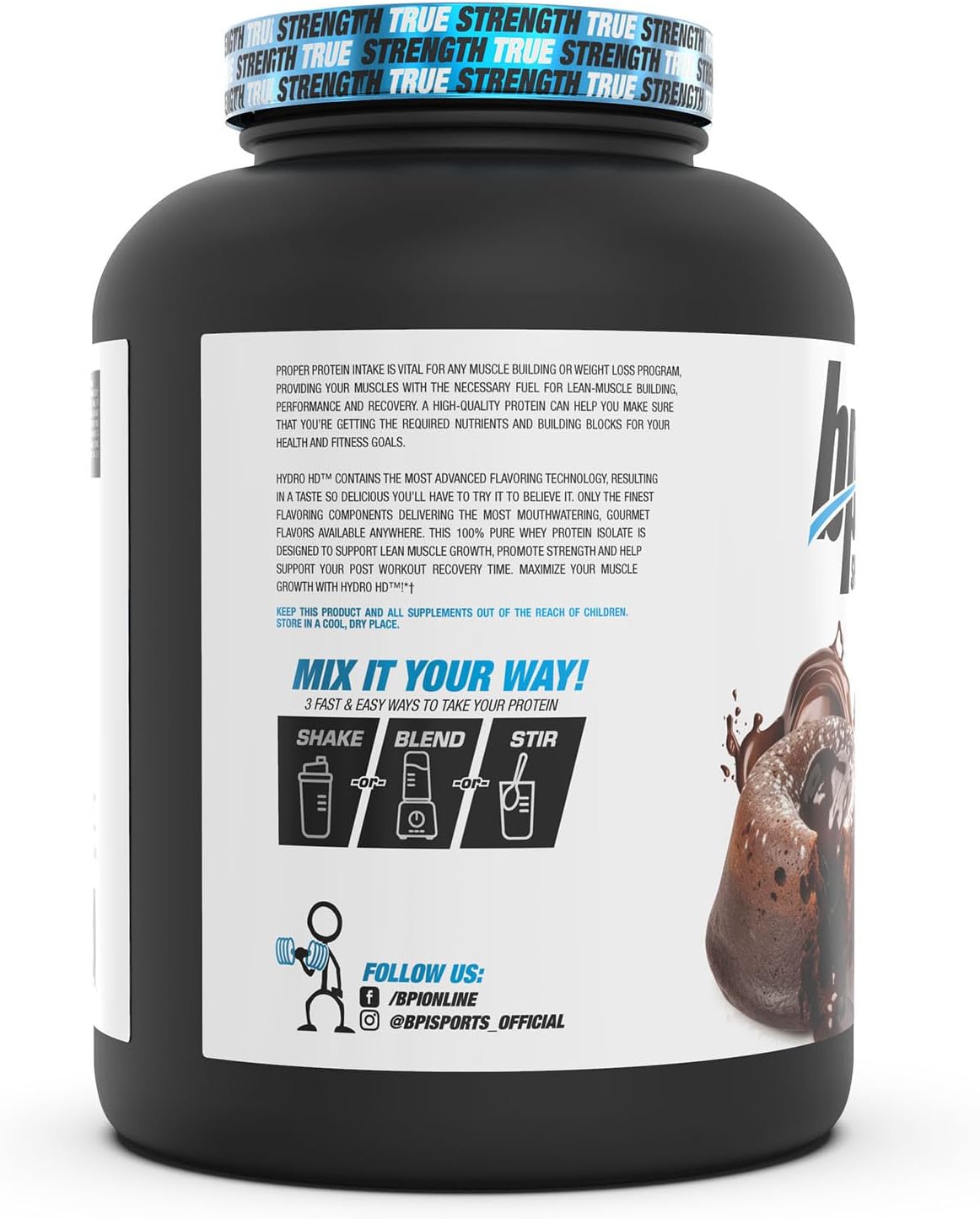 BPI Sports Hydro HD Chocolate Lava Cake - 100% Hydrolyzed Whey Protein Powder for Muscle Growth & Recovery, 25g Protein, Low Carb & Sugar, Fast Absorption - 68 Servings