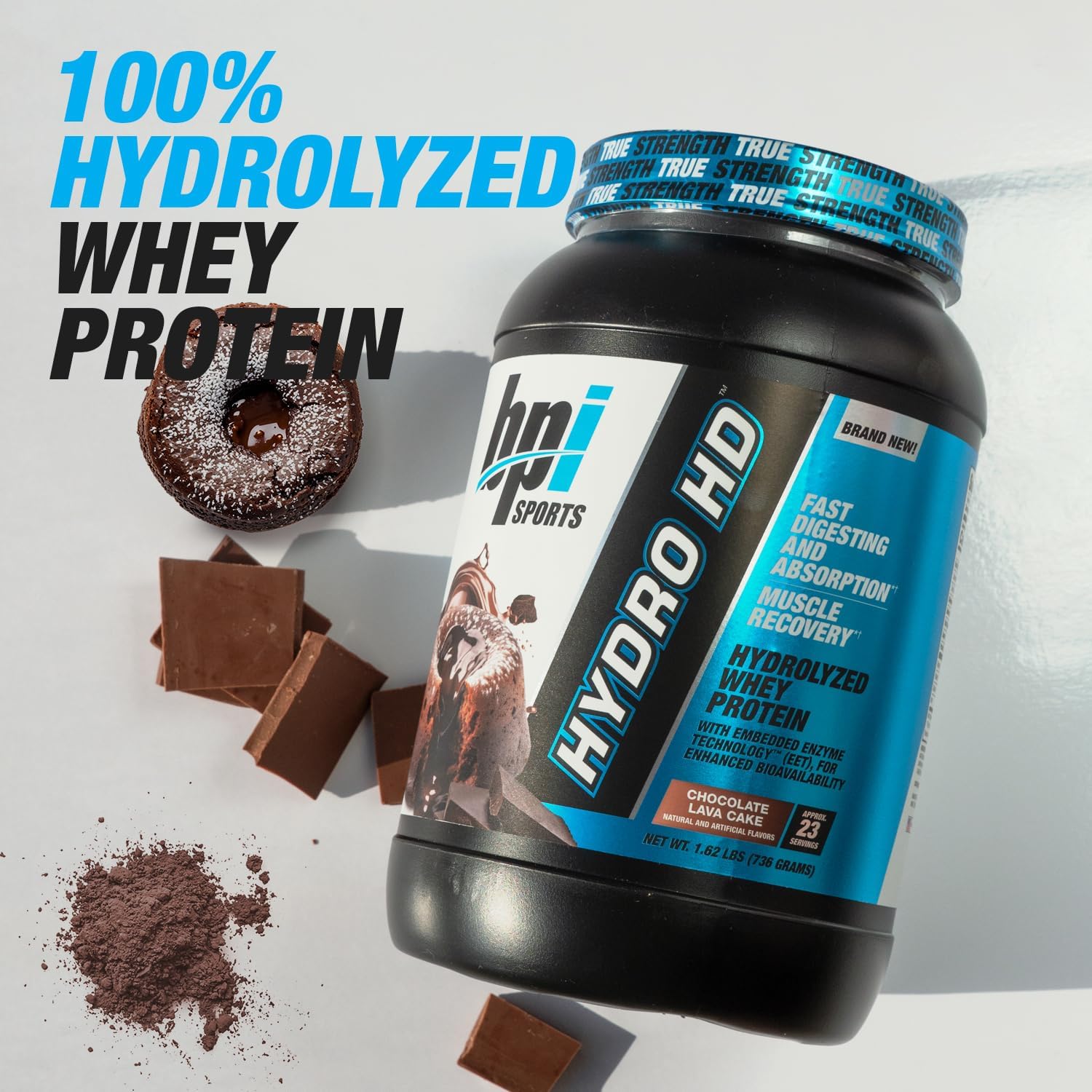 BPI Sports Hydro HD Chocolate Lava Cake - 100% Hydrolyzed Whey Protein Powder for Muscle Growth & Recovery, 25g Protein, Low Carb & Sugar, Fast Absorption - 68 Servings
