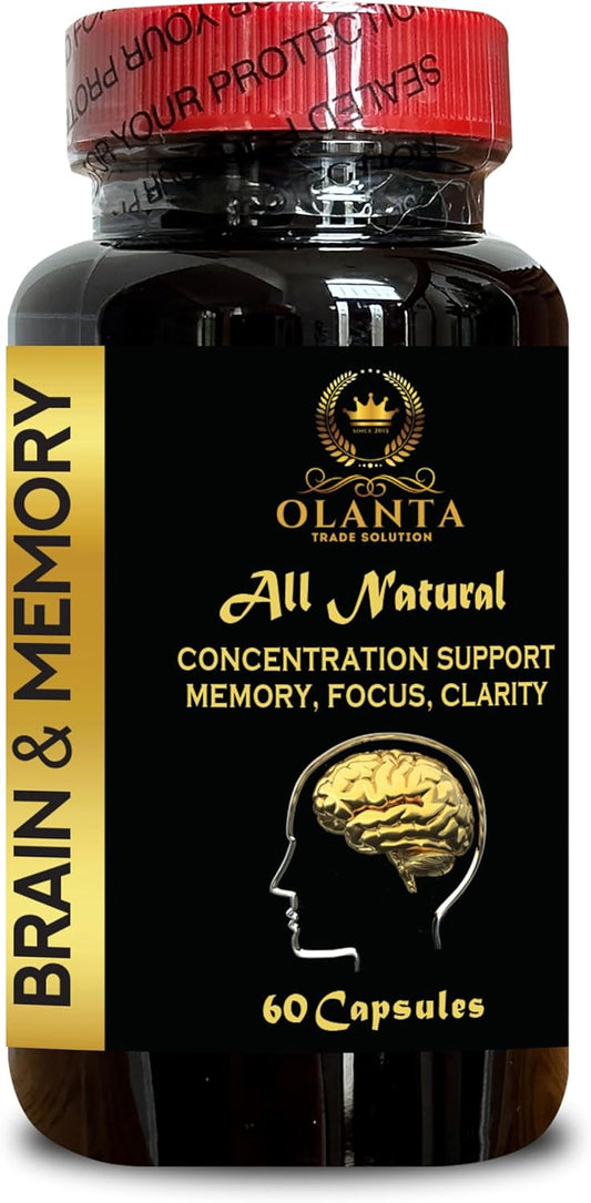 Brain Memory Supplements for Enhanced Energy, Concentration, and Focus - Memory Enhancement, Clarity Booster - 60 Capsules