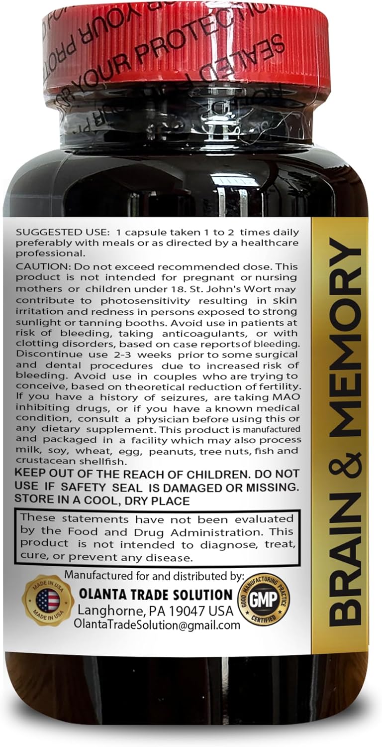 Brain Memory Supplements for Focus, Energy, and Concentration - Cognitive Support with Memory Enhancement - 2 Bottles, 120 Capsules