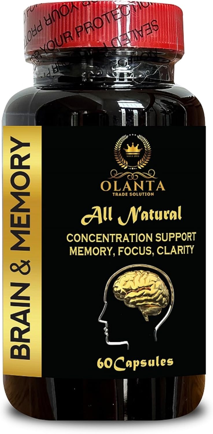 Brain Memory Support Supplement with Ginkgo Biloba - Boost Concentration, Energy & Clarity, Neural Support for Cognitive Longevity - 60 Capsules