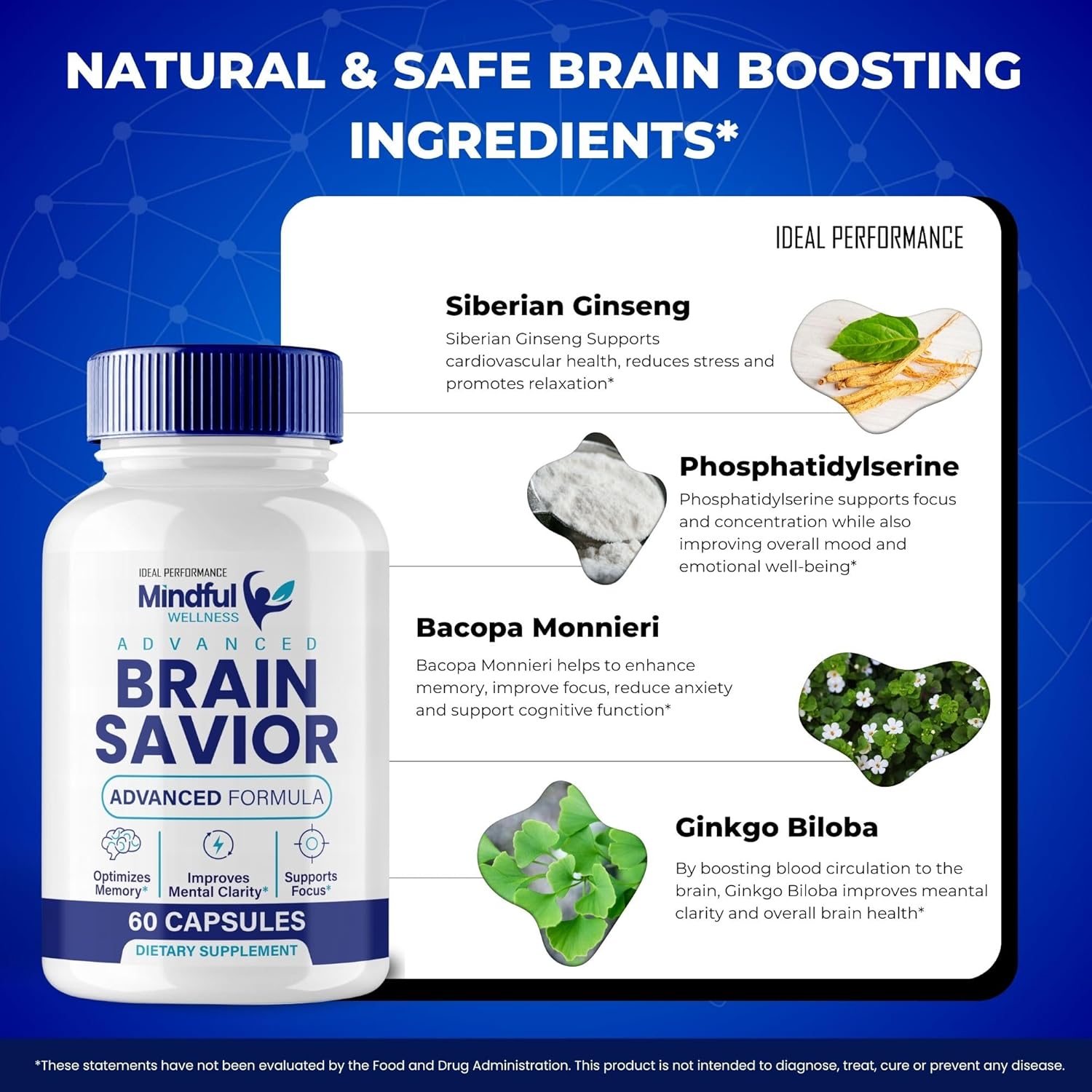 Brain Savior Memory and Focus Capsules - Advanced Formula Brain Health Support - Maximum Strength Nootropics - All Natural Brain Support - 3 Pack