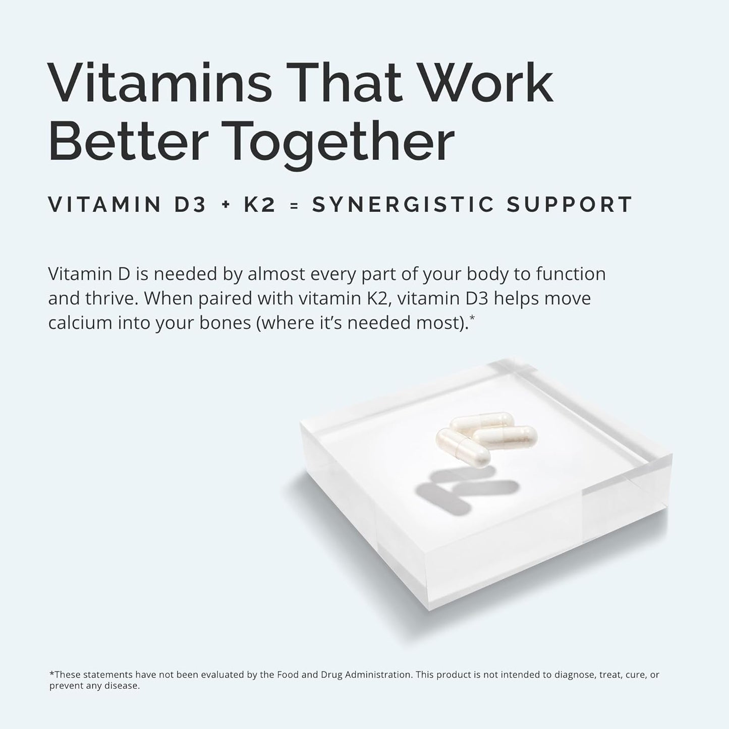 BRAINMD Vitamin D3 + K2 Capsules - Supports Bone Health & Brain Function - Gluten Free - 60 Servings