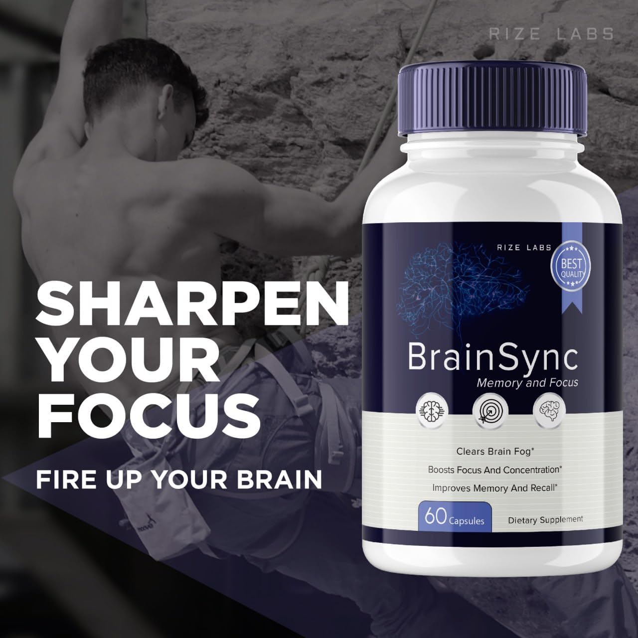 BrainSync Advanced Formula Capsules for Cognitive Enhancement and Focus - Memory Support Supplement (60 Capsules)