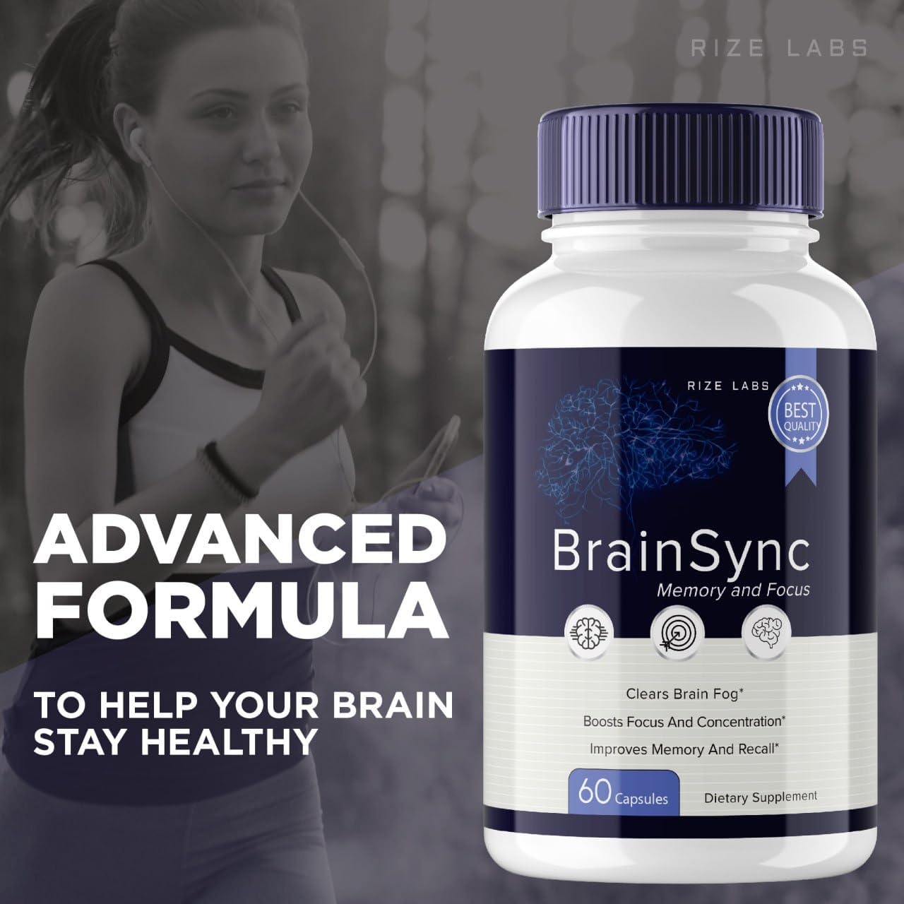 BrainSync Advanced Formula Capsules for Cognitive Enhancement and Focus - Memory Support Supplement (60 Capsules)