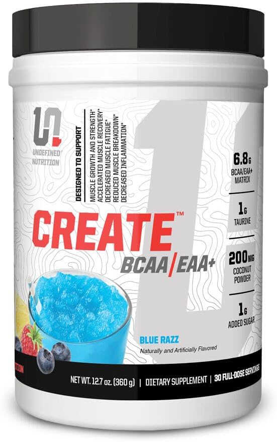 Brian Shaw's Undefined Nutrition BCAA/EAA+ Supplement for Muscle Recovery & Endurance - 6.8g Matrix of BCAA and Essential Amino Acids - Full Spectrum Blend - 30 Servings - Blue Razz Flavor