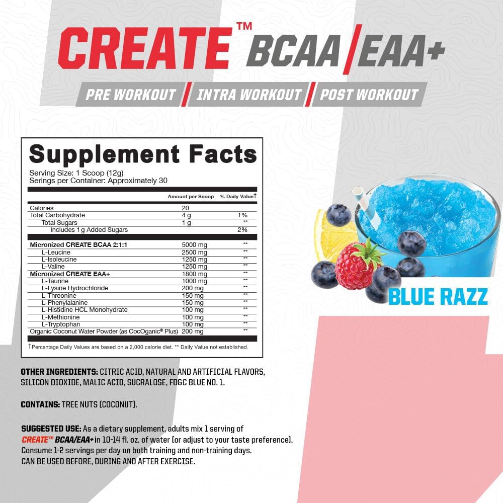 Brian Shaw's Undefined Nutrition BCAA/EAA+ Supplement for Muscle Recovery & Endurance - 6.8g Matrix of BCAA and Essential Amino Acids - Full Spectrum Blend - 30 Servings - Blue Razz Flavor