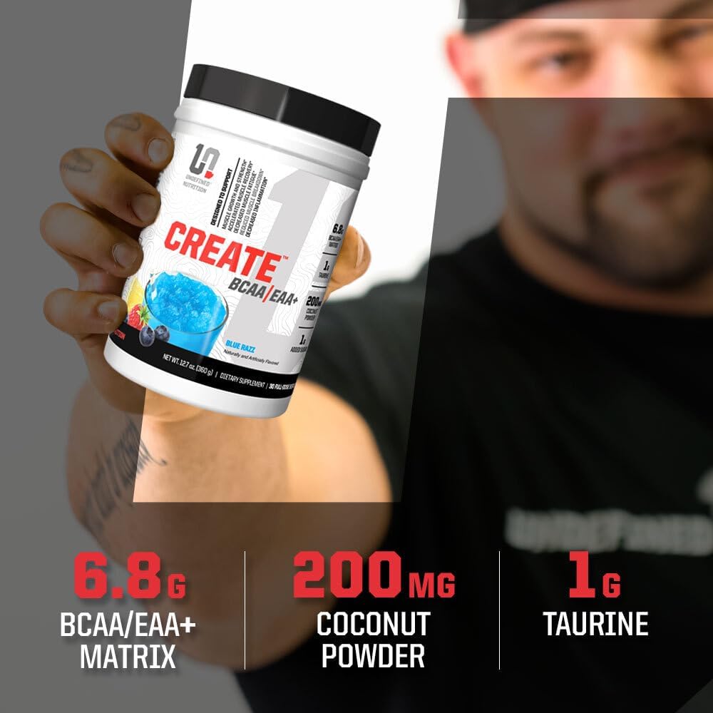 Brian Shaw's Undefined Nutrition BCAA/EAA+ Supplement for Muscle Recovery & Endurance - 6.8g Matrix of BCAA and Essential Amino Acids - Full Spectrum Blend - 30 Servings - Blue Razz Flavor
