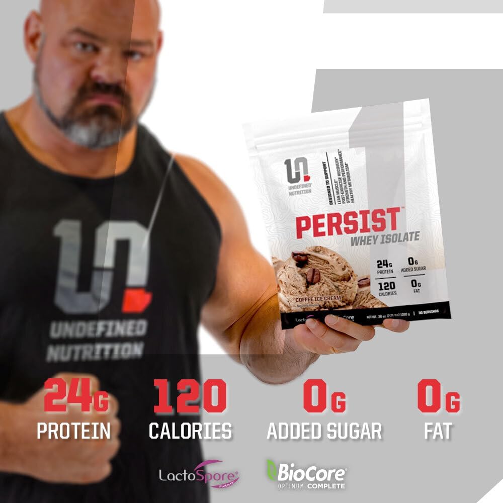 Brian Shaw's Undefined Nutrition Whey Isolate - 24g Protein, 30 Servings - Supports Recovery, Strength & Performance - Gluten Free, Fast Absorbing - Strawberries N' Cream Flavor - 2.18lbs