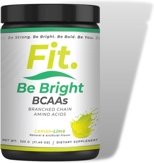 Brighten Up Your Workouts with Fit Lemon-Lime BCAA Supplement - 5g Essential BCAAs for Muscle Building & Recovery | 50 Servings