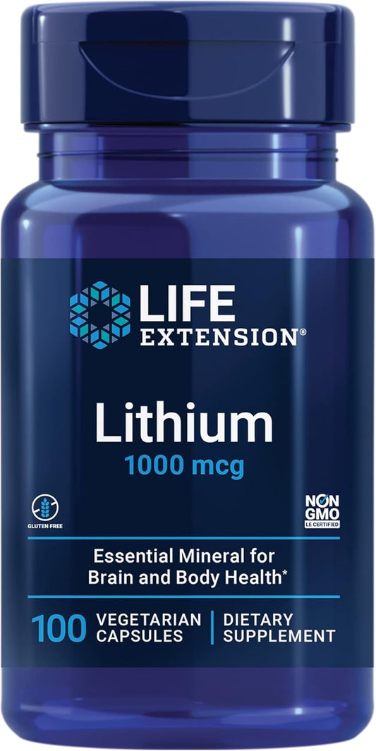 BroccoMax and Lithium Brain Health Supplements by Jarrow Formulas and Life Extension - 60 and 100 Count