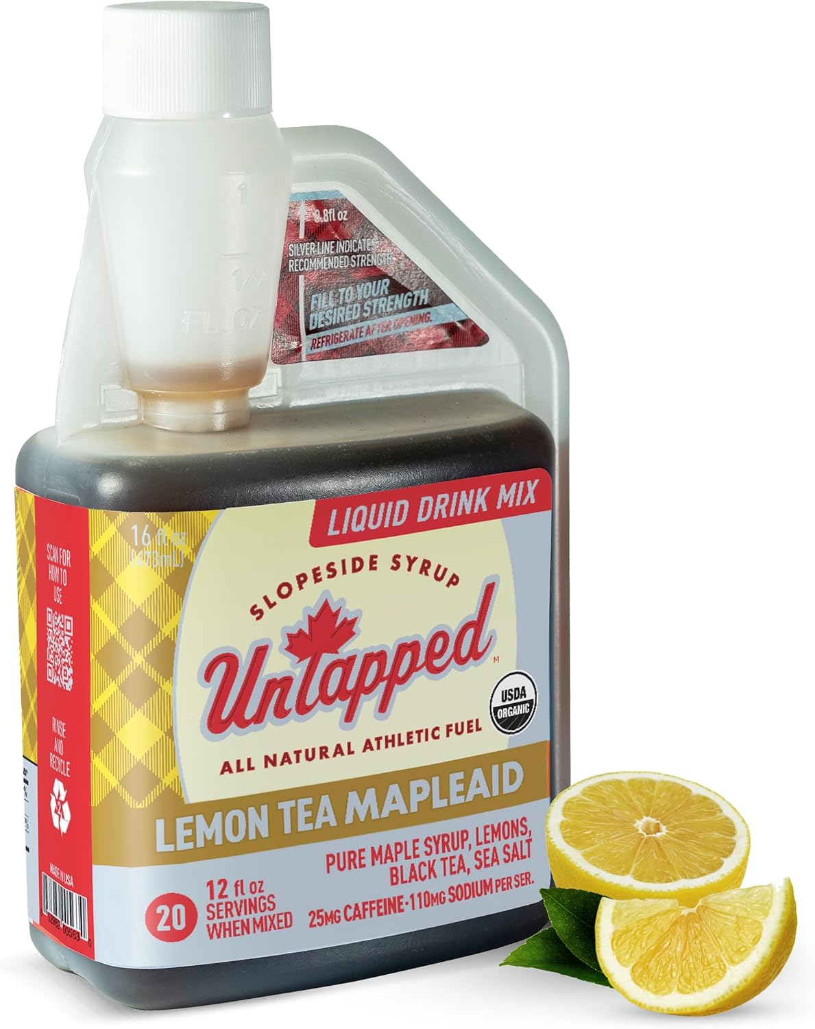 Bulk Bottle of Liquid Lemon Tea Mapleaid with 20 Servings - Refreshing and Energizing Drink