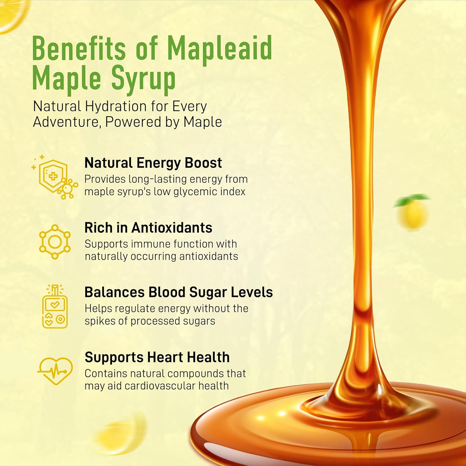 Bulk Bottle of Liquid Lemon Tea Mapleaid with 20 Servings - Refreshing and Energizing Drink