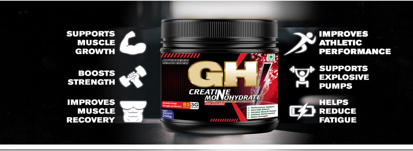 Bulk Creatine Monohydrate Powder - 83 Servings | Muscle Building & Endurance Boost | Pre-Workout Supplement (250g, Unflavored)
