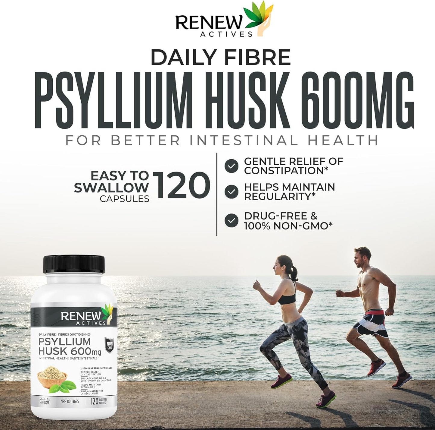 Bulk-Forming Laxative Psyllium Husk Capsules - 120 Count for Digestive Health & Regularity - Pure Ingredients for Adult Wellness