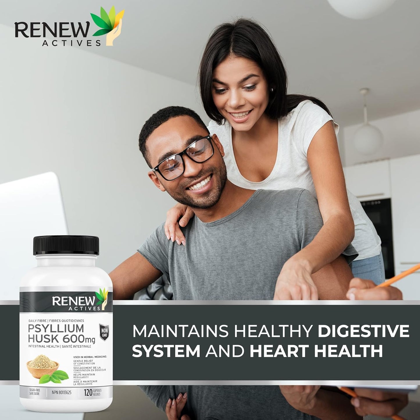 Bulk-Forming Laxative Psyllium Husk Capsules - 120 Count for Digestive Health & Regularity - Pure Ingredients for Adult Wellness