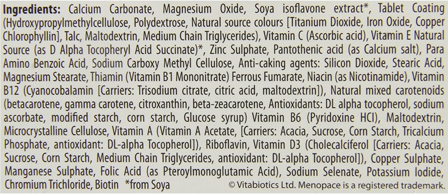Bulk Pack of 4 Vitabiotics Menopace with Calcium Tablets - 60 Tablets in Total