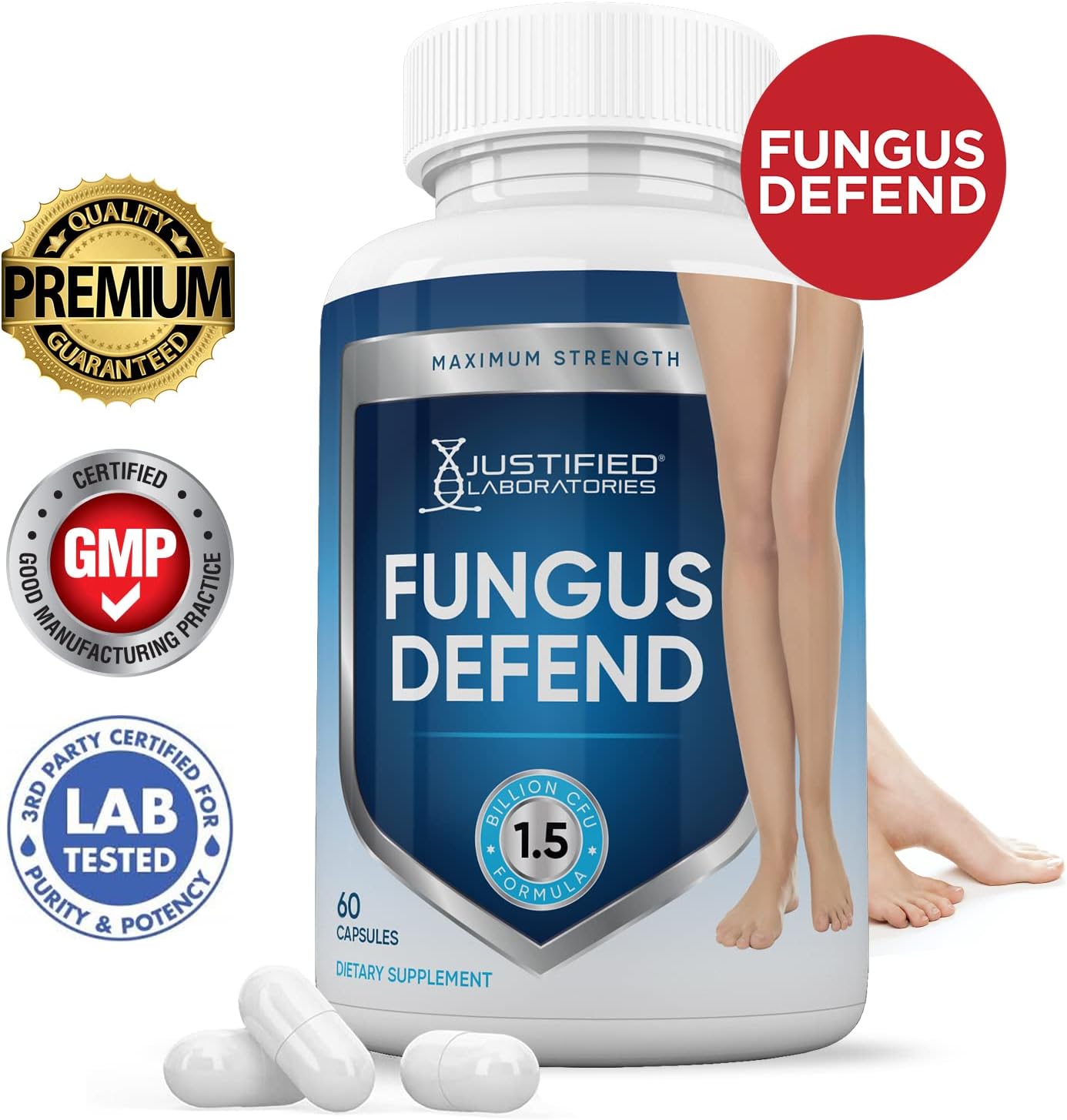 Bulk Pack of 600 Fungus Defend Probiotic Capsules by Justified Laboratories - 1.5 Billion CFU (10 Pack)