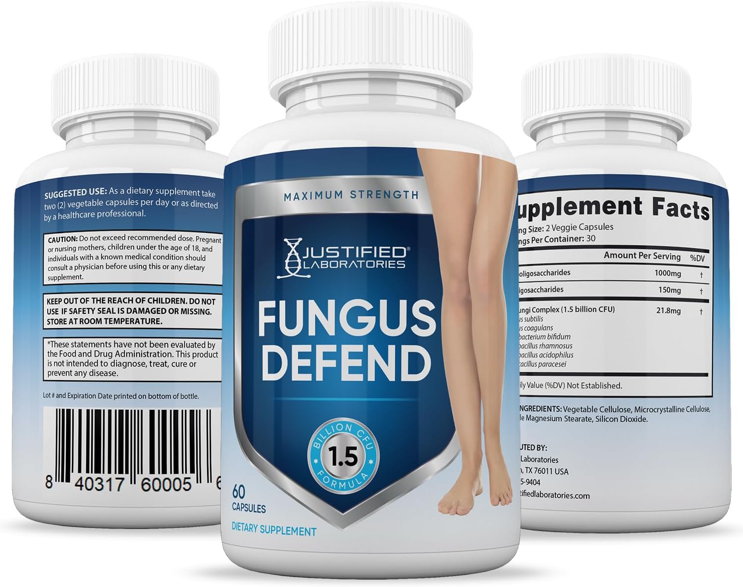 Bulk Pack of 600 Fungus Defend Probiotic Capsules by Justified Laboratories - 1.5 Billion CFU (10 Pack)