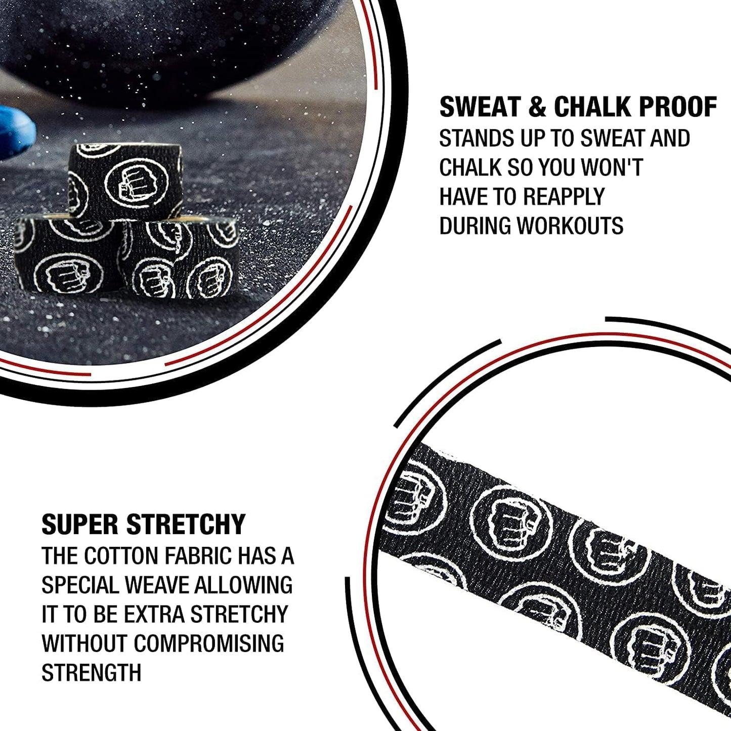 Bulk Packs of WOD Nation Weightlifting Hook Grip Tape - 23ft/Roll - Stretchy Athletic Thumb Tape for Weightlifting & Cross Training