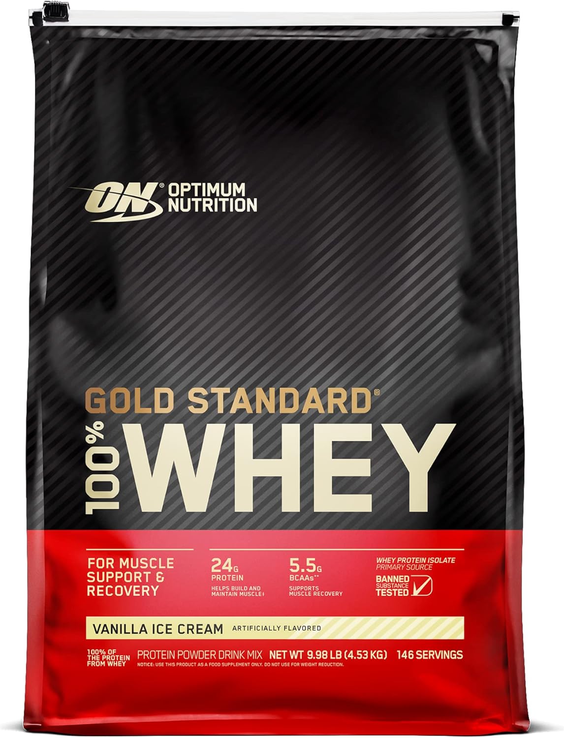 Bulk Whey Protein and Creatine Bundle - Vanilla Ice Cream Flavor, 10lb & 1kg - Optimum Nutrition Gold Standard & BulkSupplements Micronized Creatine Monohydrate Powder