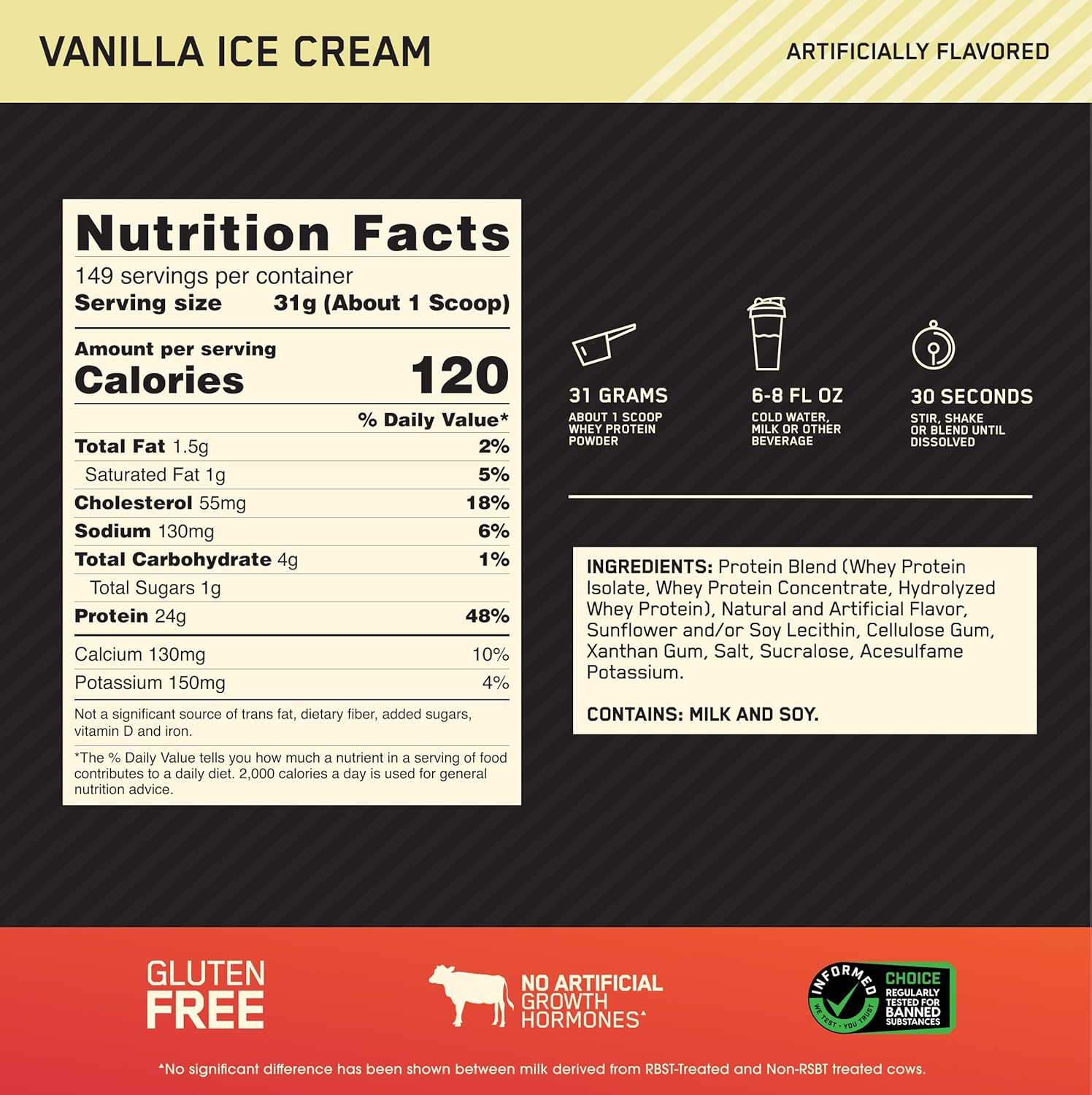 Bulk Whey Protein and Creatine Bundle - Vanilla Ice Cream Flavor, 10lb & 1kg - Optimum Nutrition Gold Standard & BulkSupplements Micronized Creatine Monohydrate Powder