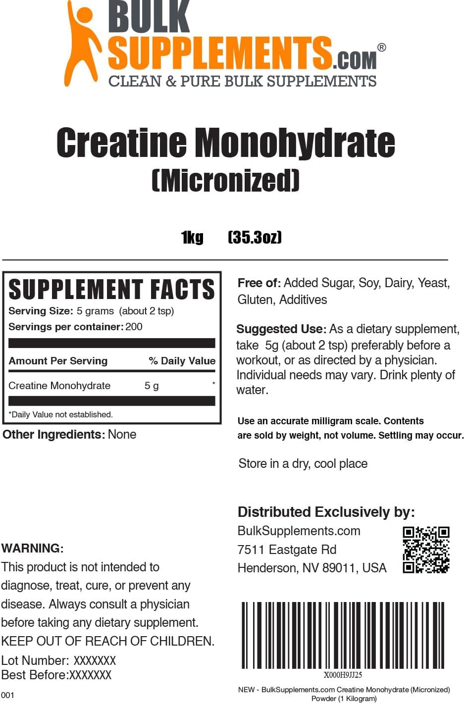 Bulk Whey Protein and Creatine Bundle - Vanilla Ice Cream Flavor, 10lb & 1kg - Optimum Nutrition Gold Standard & BulkSupplements Micronized Creatine Monohydrate Powder