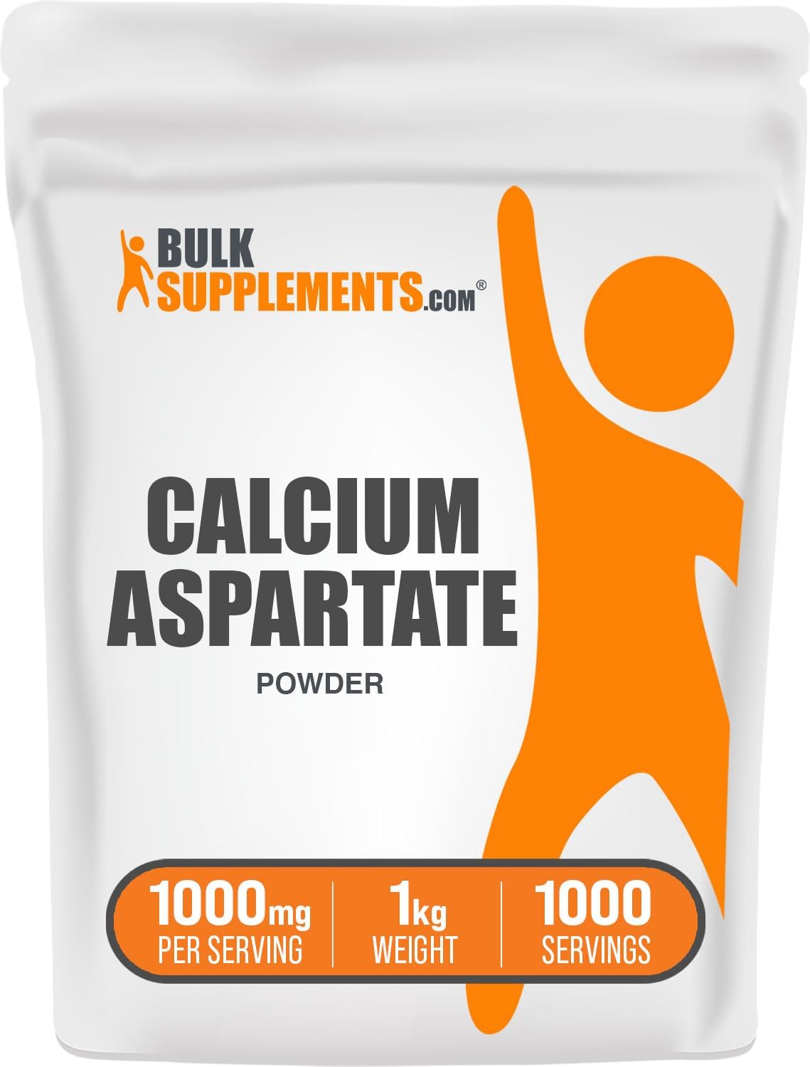 BulkSupplements.com Calcium Aspartate Powder - High-Potency Calcium Supplement - Gluten-Free Powder with 1000mg (200mg Calcium) per Serving - 1kg (2.2 lbs) Pack
