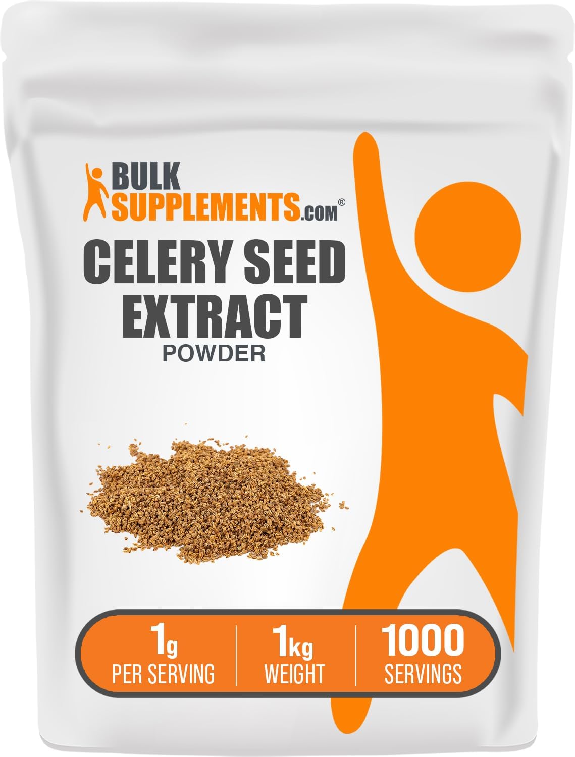 BulkSupplements.com Celery Seed Extract Powder - Herbal Supplement, Gluten Free, 1000mg per Serving, 1kg (2.2 lbs) Pack
