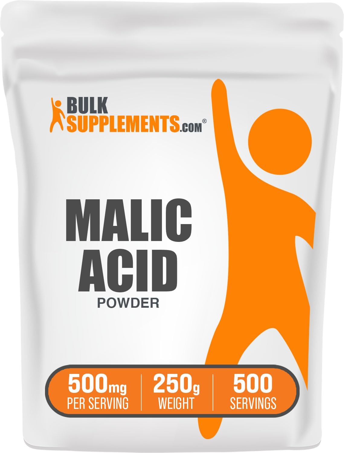 BulkSupplements.com DL-Malic Acid Powder - Food Grade Malic Acid Supplement, Gluten Free - 500mg per Serving, 250g (8.8 oz) (1 Pack)
