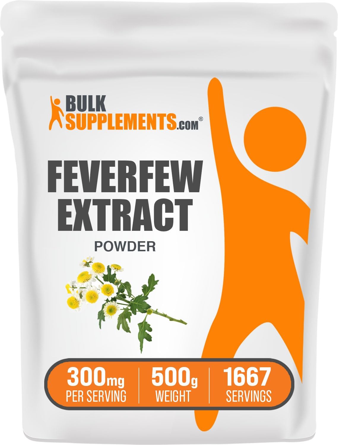 BulkSupplements.com Feverfew Extract Powder - Herbal Supplement 300mg - Gluten Free Feverfew Powder - 500g (1.1 lbs)