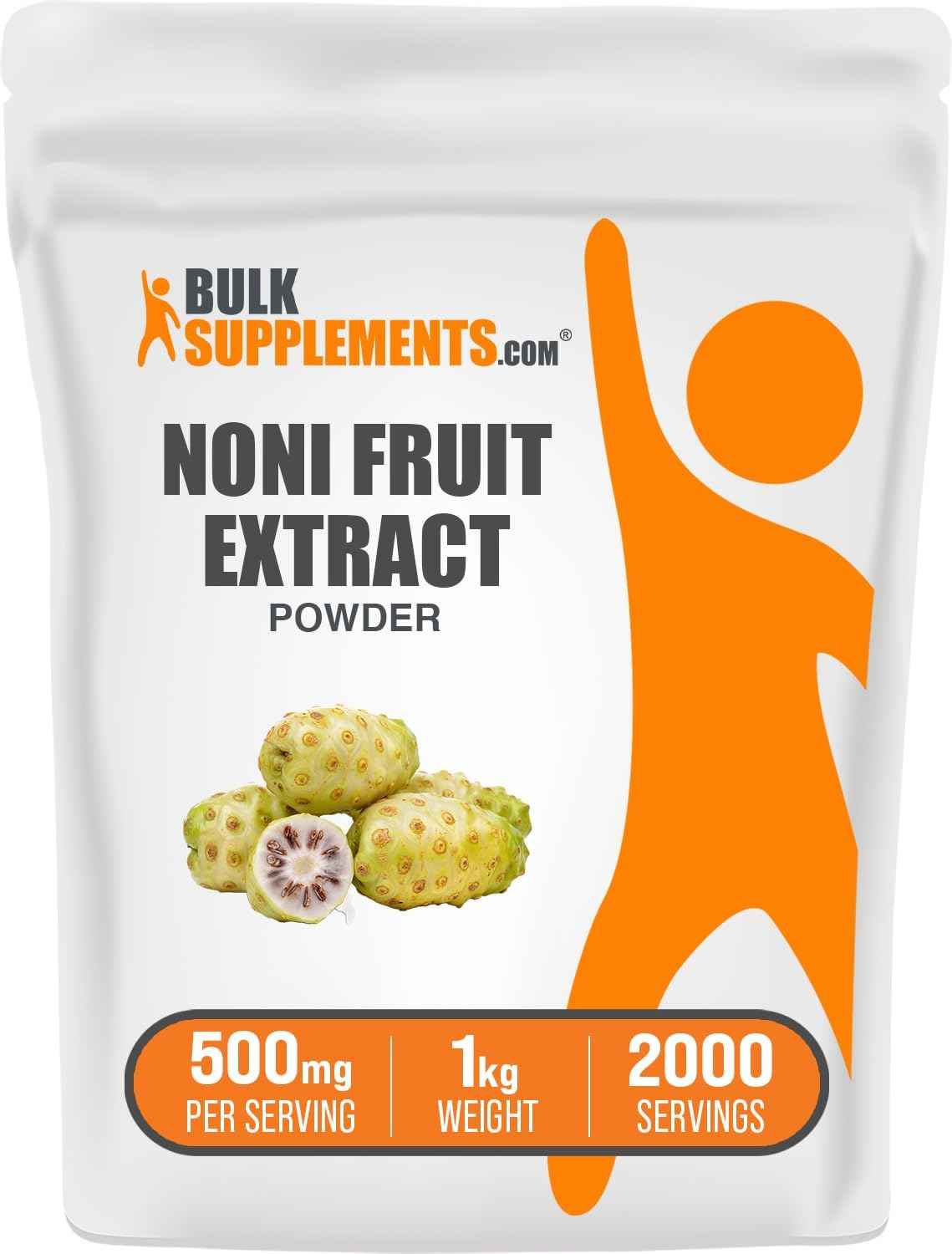 BulkSupplements.com Noni Fruit Extract Powder - Noni Fruit Supplement, Noni Fruit 500mg - Superfood Powder, Gluten Free, 500mg per Serving, 1kg (2.2 lbs) (Pack of 1)