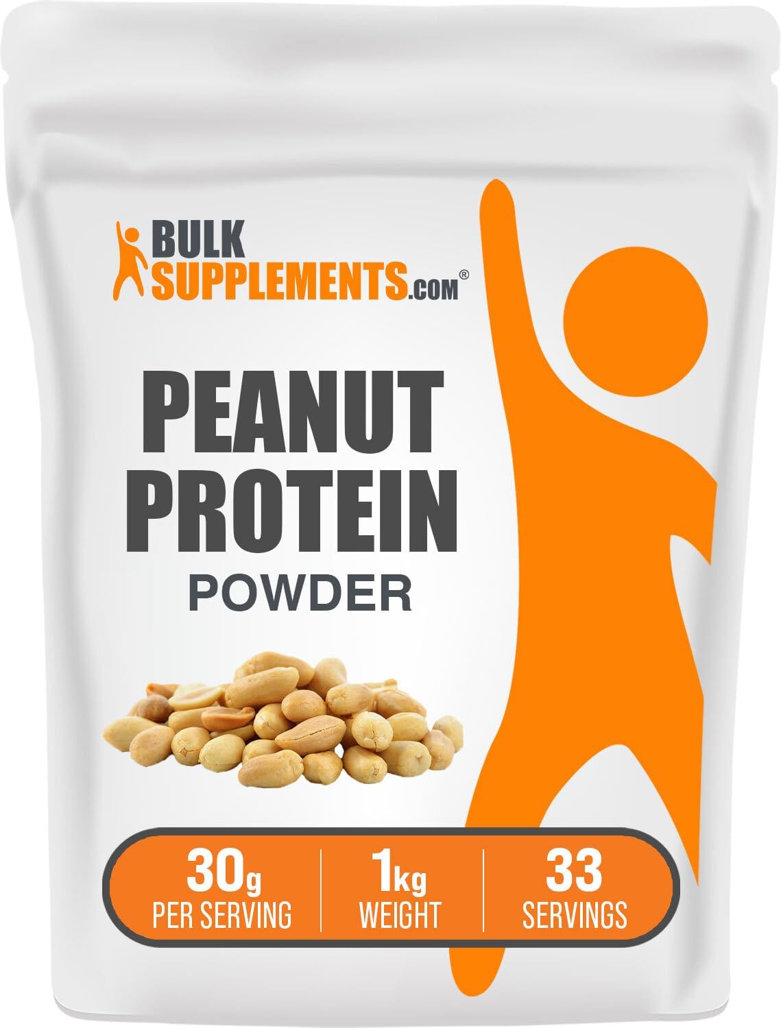 BulkSupplements.com Peanut Flour Protein Powder - Defatted Peanut Protein Flour, Gluten Free, 30g per Serving, 1kg (2.2 lbs) Pack