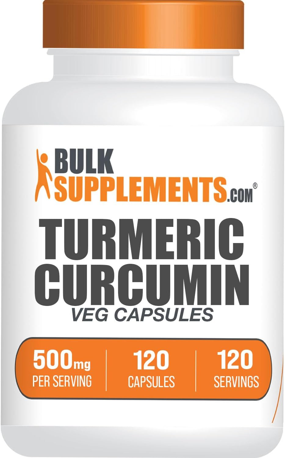 BulkSupplements.com Turmeric Curcumin 500mg Capsules - Gluten Free Turmeric Extract Supplements - 120 Veg Capsules, 1 Capsule/Serving