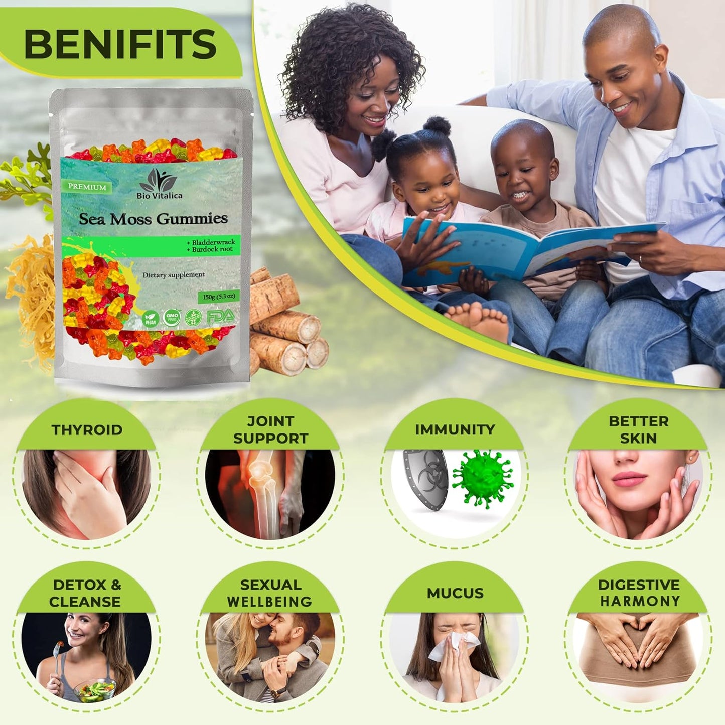 Bundle: BIO VITALICA Sea Moss Elderberry & Irish Sea Moss Gummies - Boost Immunity & Wellness