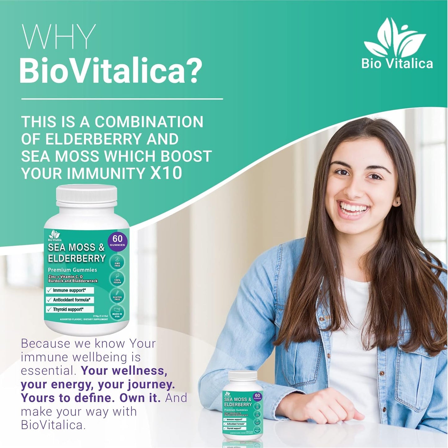 Bundle: BIO VITALICA Sea Moss Elderberry & Irish Sea Moss Gummies - Boost Immunity & Wellness